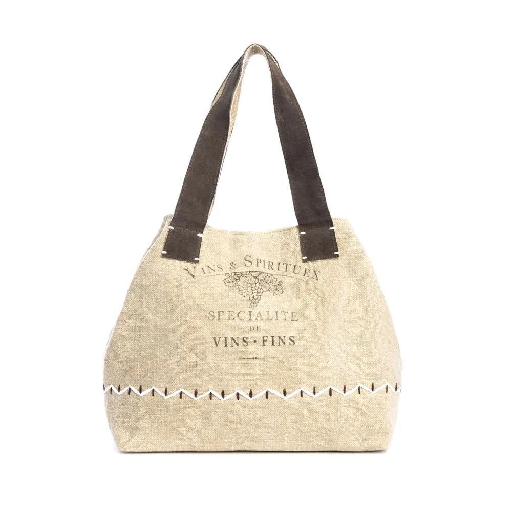 Myra Bag Handmade Kendlie Tote Bag Upcycled Canvas & Cowhide Leather